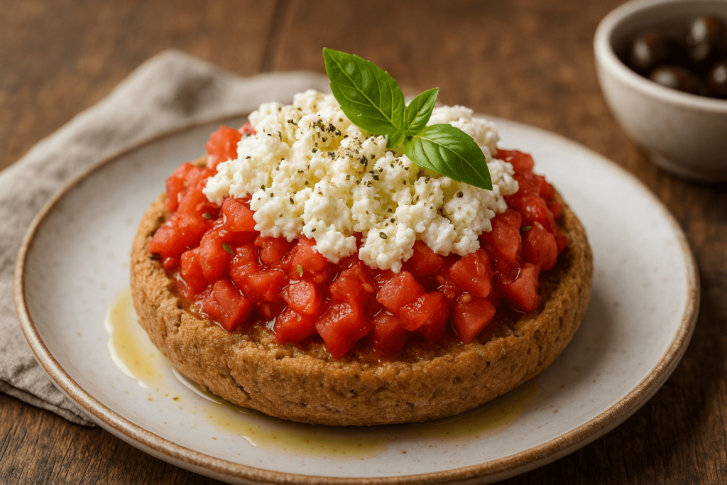 Cretan dakos on a plate