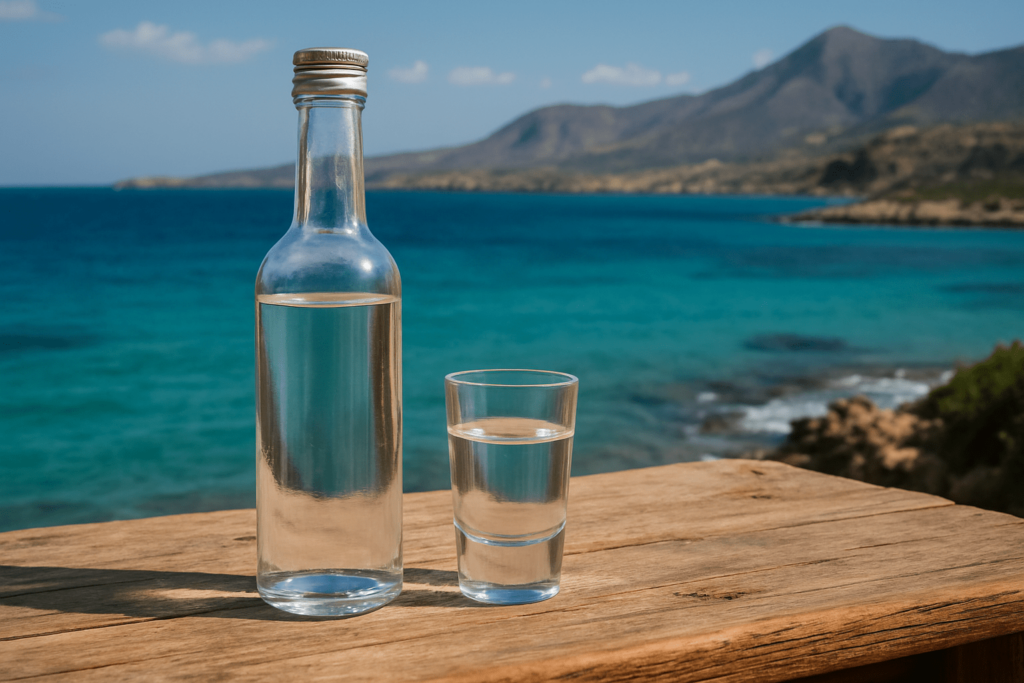 Raki drink with a nice view on the background