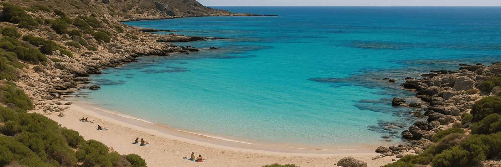 a quite beach photo with sand and blue waters